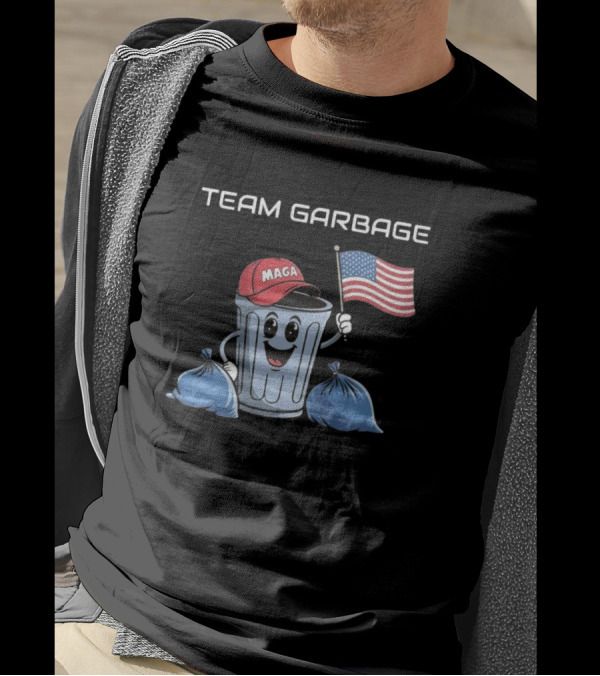 Team Garbage MAGA Trash Can Flag Support Trump JD Vance T-Shirt