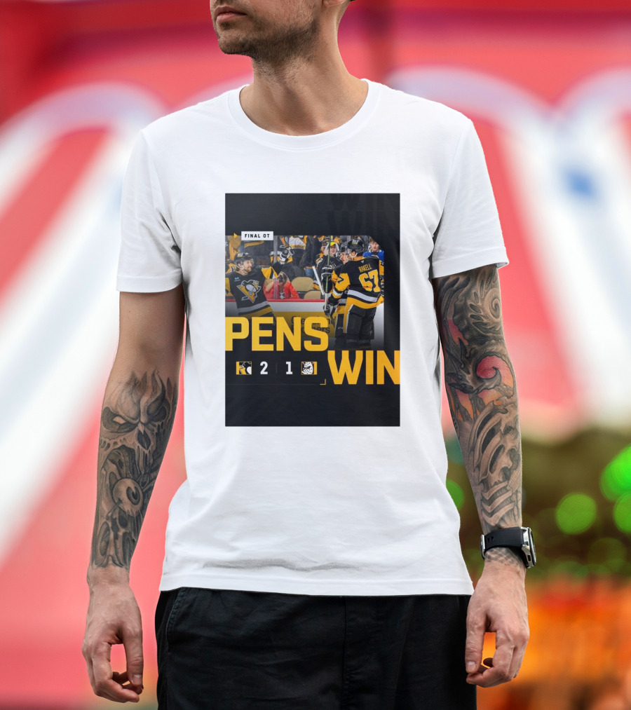 Final OT Pens Win 2-1 Pittsburgh Penguins Sidney Crosby Scores Against Anaheim Ducks T-Shirt