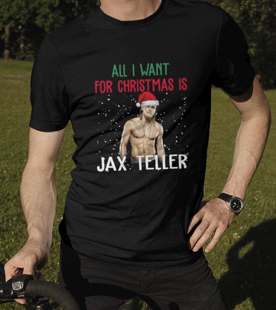 All I Want For Christmas Is Jax Teller Santa Hat Snowflakes T-Shirt