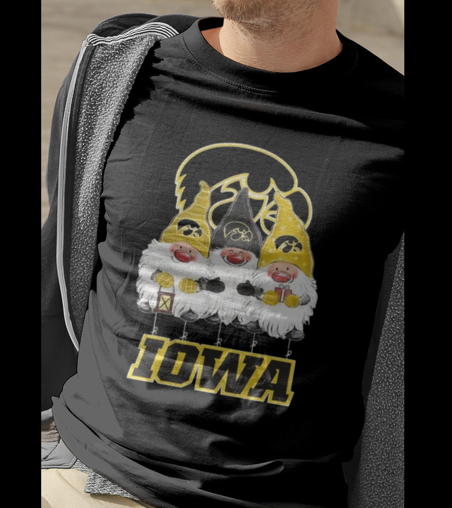 Iowa Hawkeyes Gnomes Merry Christmas T-Shirt