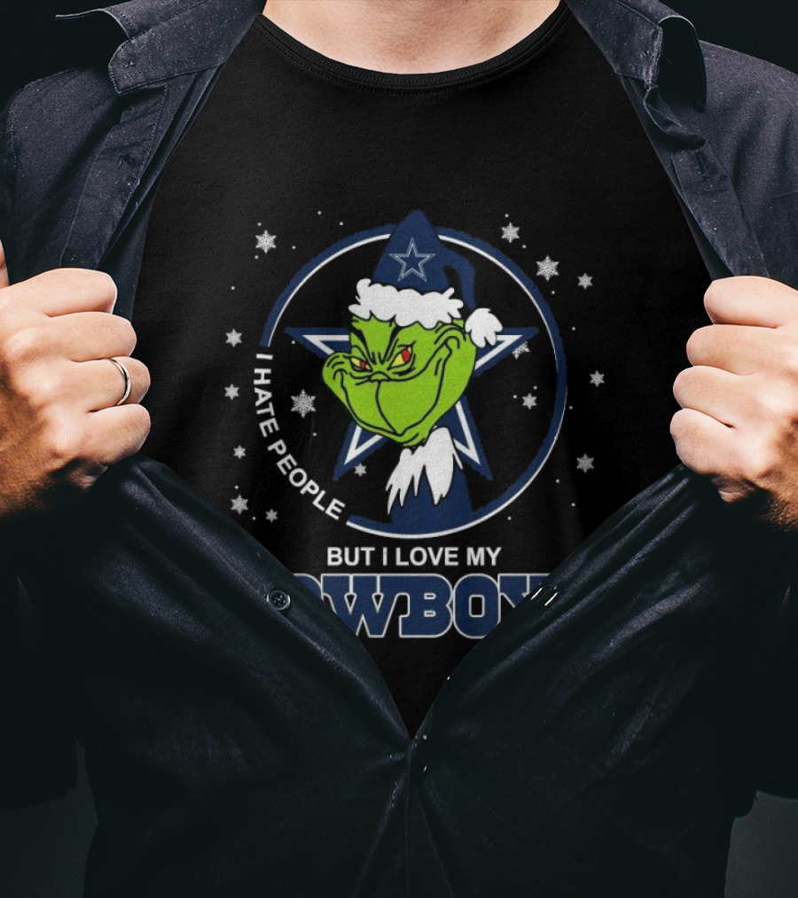 Original Grinch I Hate People But I Love My Dallas Cowboys Christmas T-Shirt