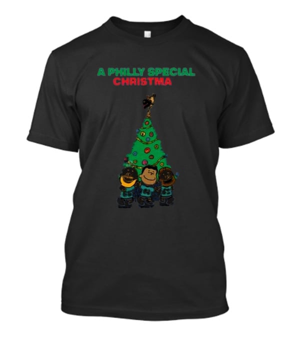 A Philly Special Christmas Tree With Characters And Santa Hat T-Shirt