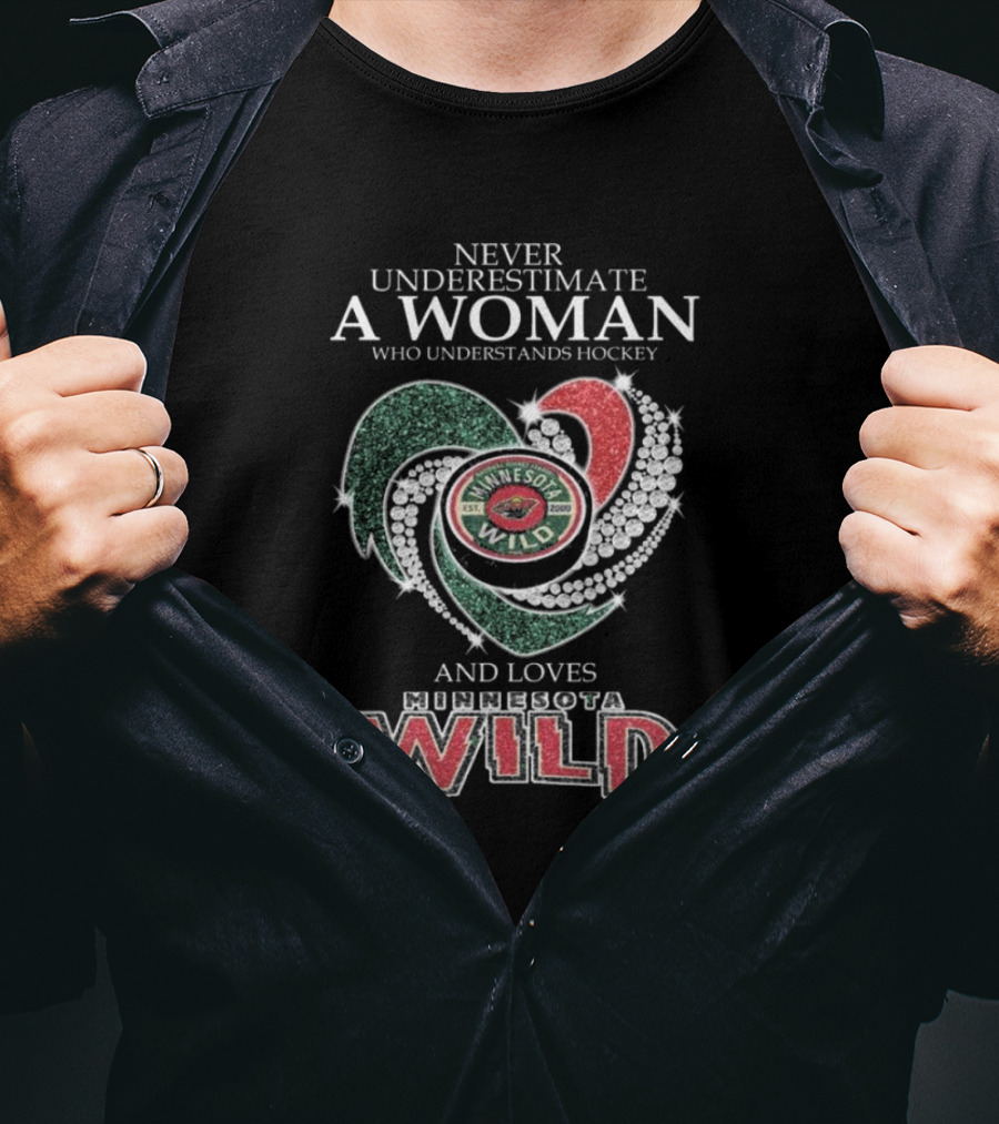 Never Underestimate A Woman Who Understands Hockey And Loves Minnesota Wild T-Shirt