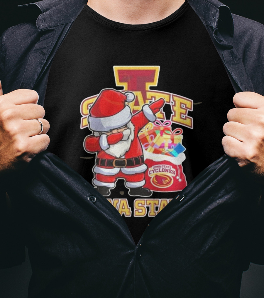 Santa Claus Iowa State Cyclones Dab Pose Holiday T-Shirt