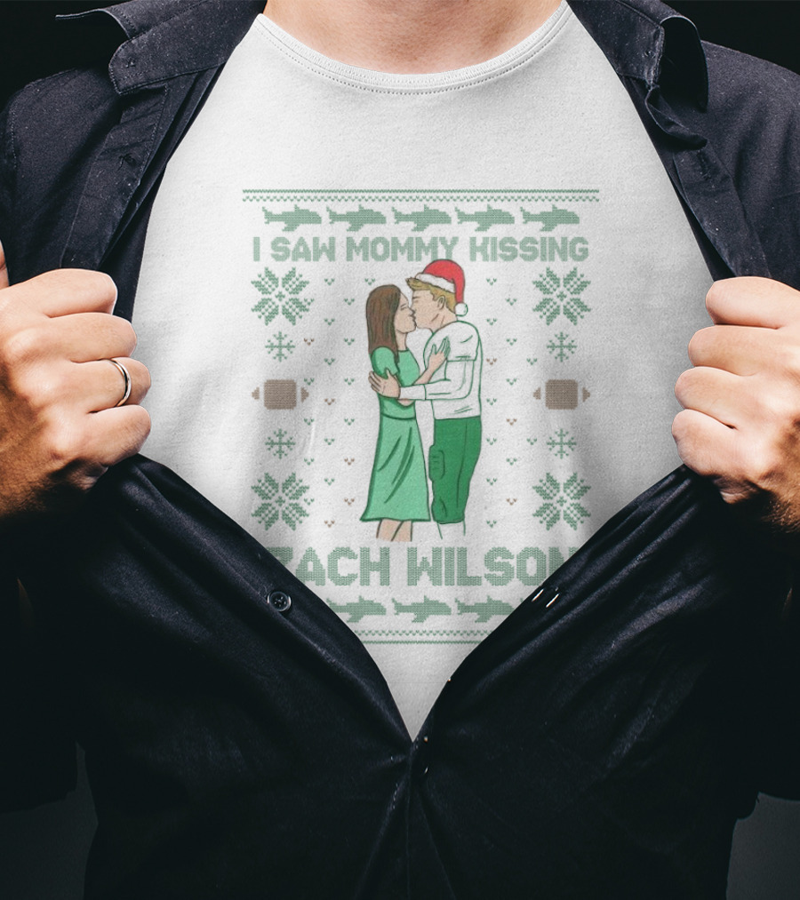 I Saw Mommy Kissing Zach Wilson Christmas Sweater T-Shirt