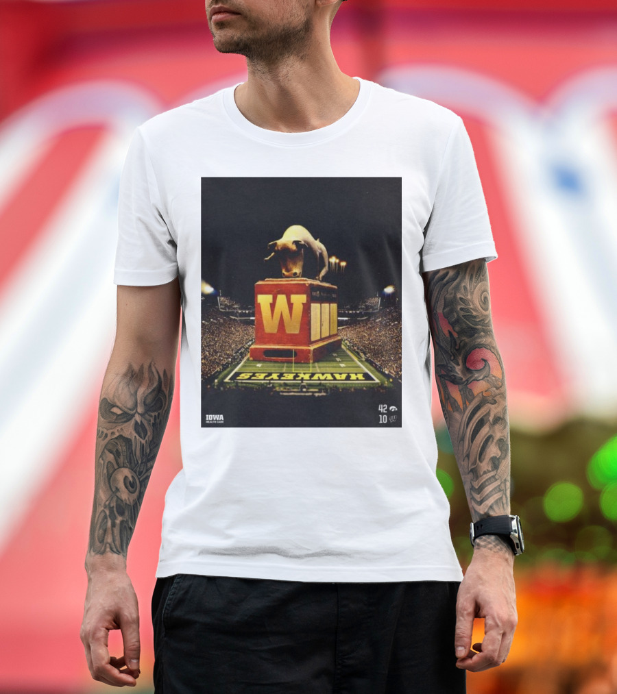 Iowa Hawkeyes 42-10 Victory Over Wisconsin Badgers Bulldozed Stadium Scene T-Shirt
