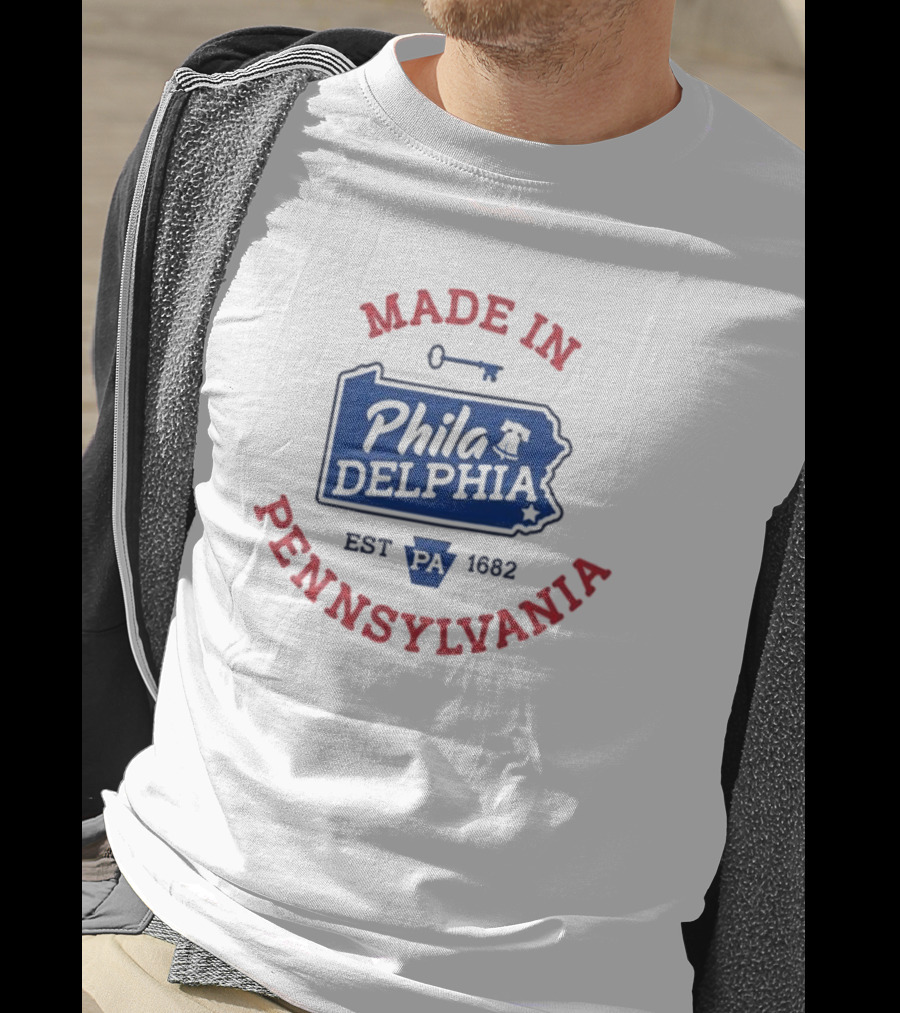 Made In Philadelphia Pennsylvania Est 1682 Liberty Bell And Keystone State Map T-Shirt
