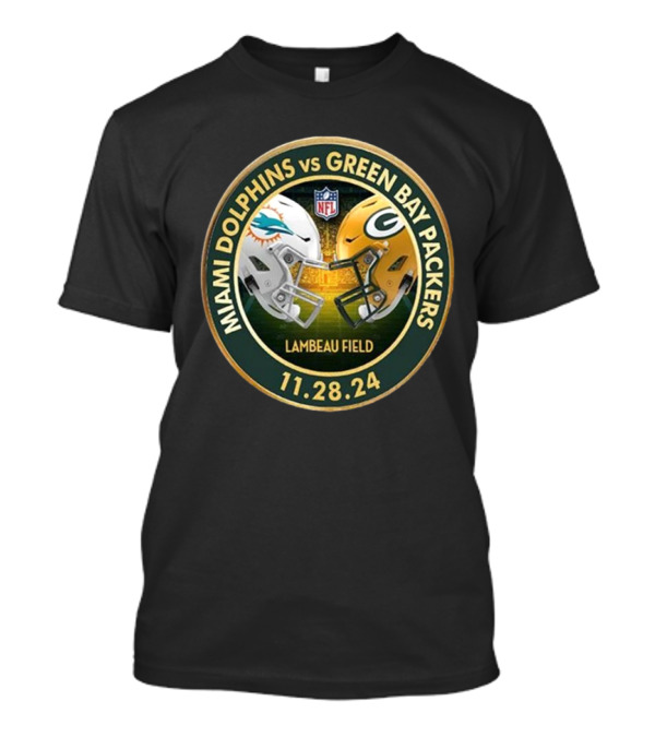 Miami Dolphins Vs Green Bay Packers NFL Matchup Lambeau Field 11-28-24 T-Shirt