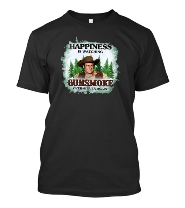 Happiness Is Watching Gunsmoke Over And Over Again Merry Christmas T-Shirt