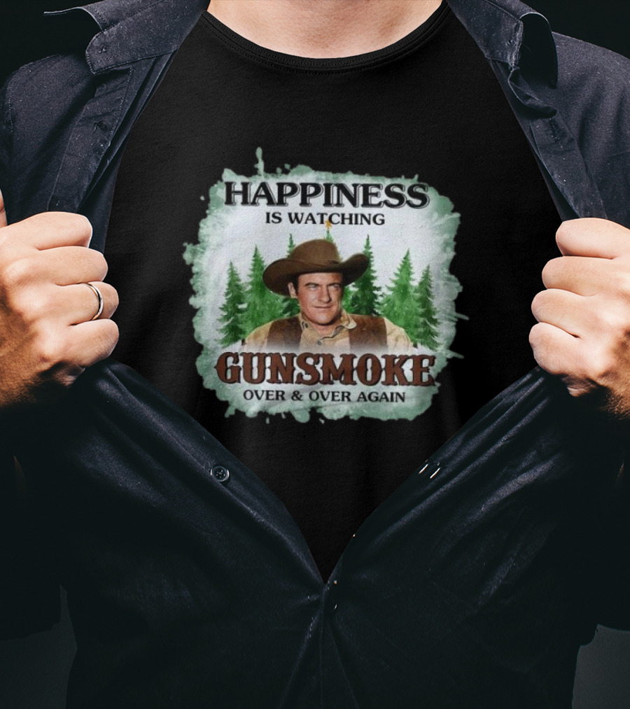 Happiness Is Watching Gunsmoke Over And Over Again Merry Christmas T-Shirt