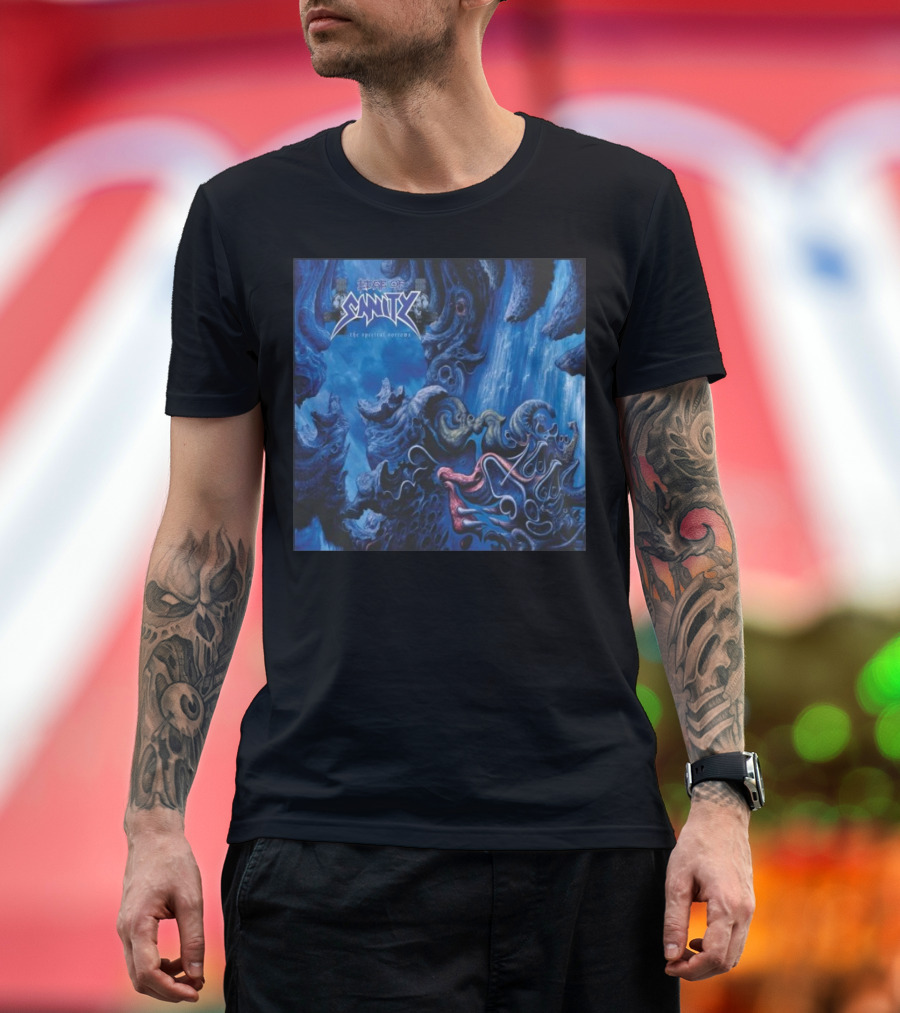 Edge Of Sanity The Spectral Sorrows Album Art Featuring Surreal Blue and Red Abstract T-Shirt
