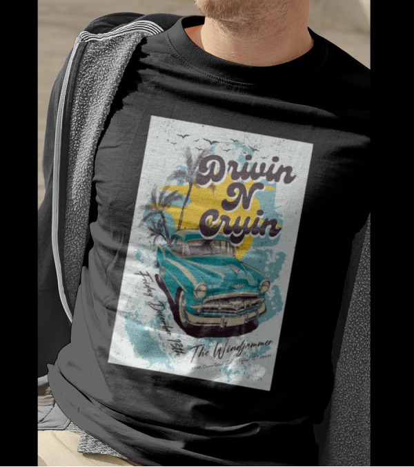Drivin N Cryin Live At The Windjammer Isle Of Palms SC December 13 2024 Retro Car And Palm Trees T-Shirt