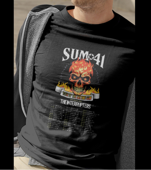 SUM 41 Tour Of The Setting Sun 2024-2025 Featuring The Interrupters With Skull Flames T-Shirt