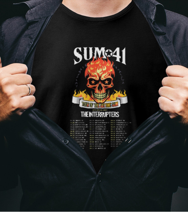 SUM 41 Tour Of The Setting Sun 2024-2025 Featuring The Interrupters With Skull Flames T-Shirt