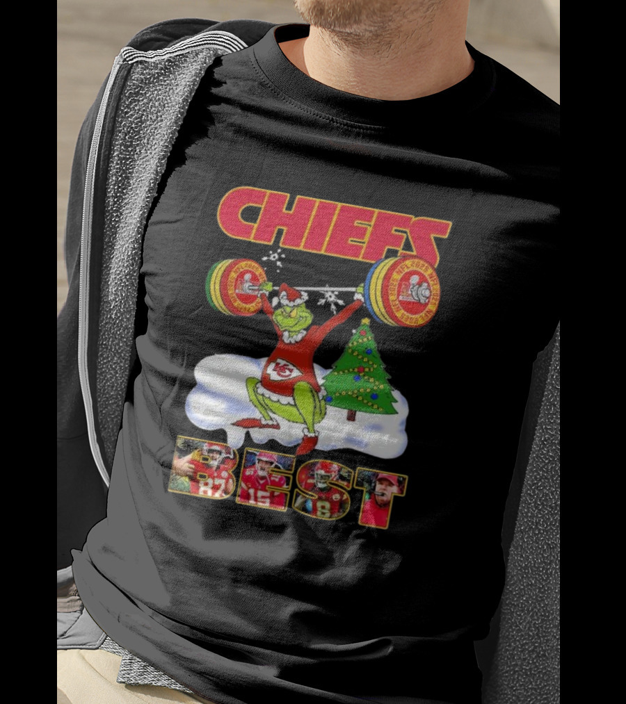 Chiefs Grinch Lifting Weights Christmas Tree NFL 2025 Best T-Shirt