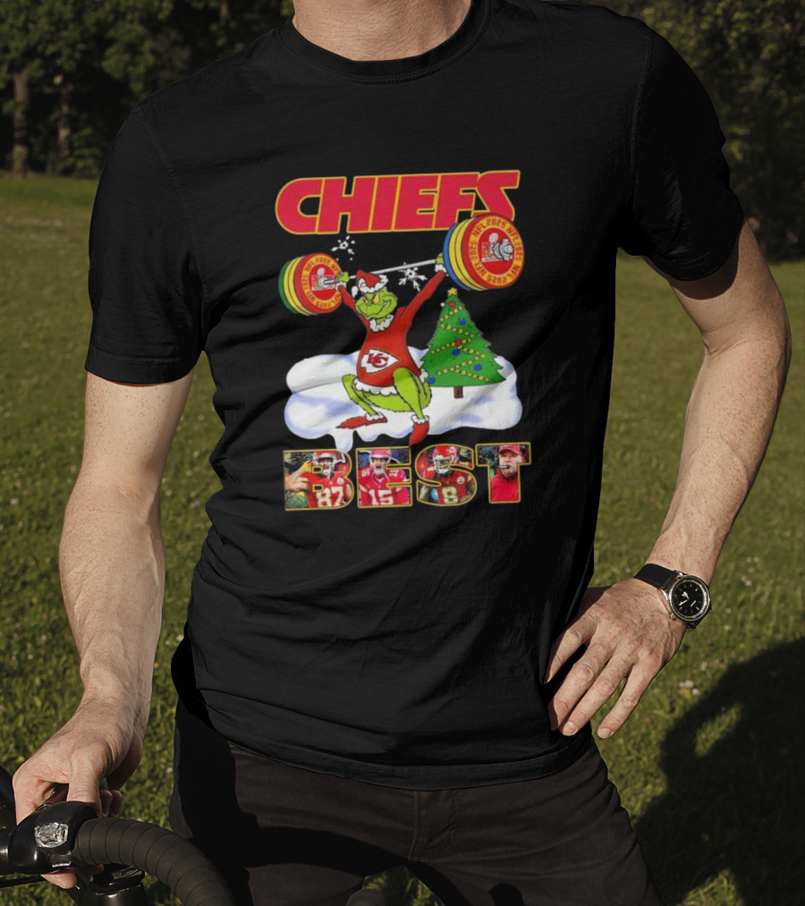 Chiefs Grinch Lifting Weights Christmas Tree NFL 2025 Best T-Shirt