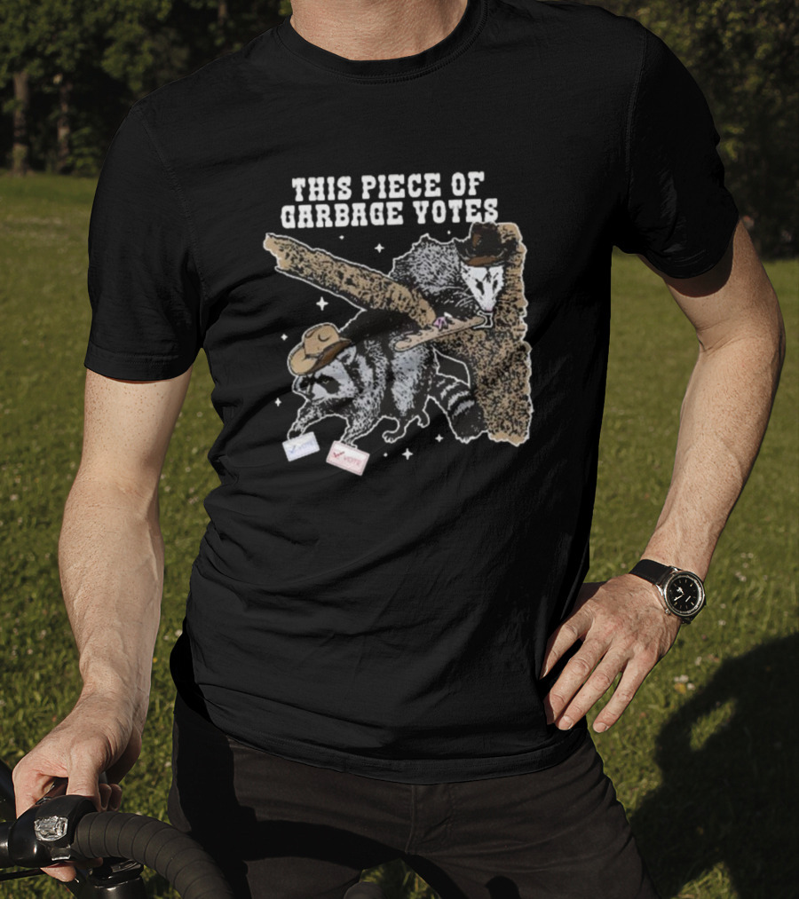 This Piece Of Garbage Votes Funny Political Raccoon With Hats And Voting Cards T-Shirt