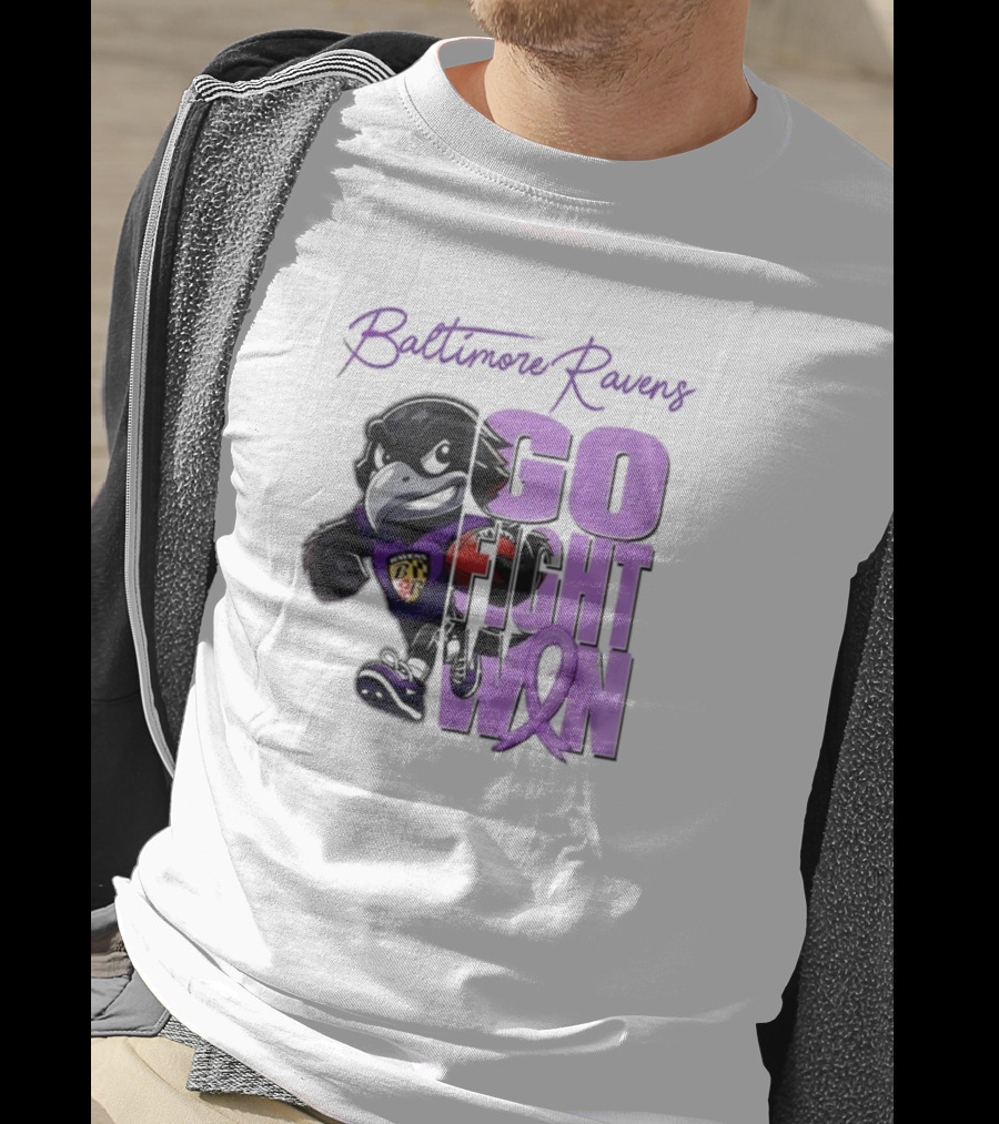 Baltimore Ravens Go Fight Win Pancreatic Cancer Awareness T-Shirt