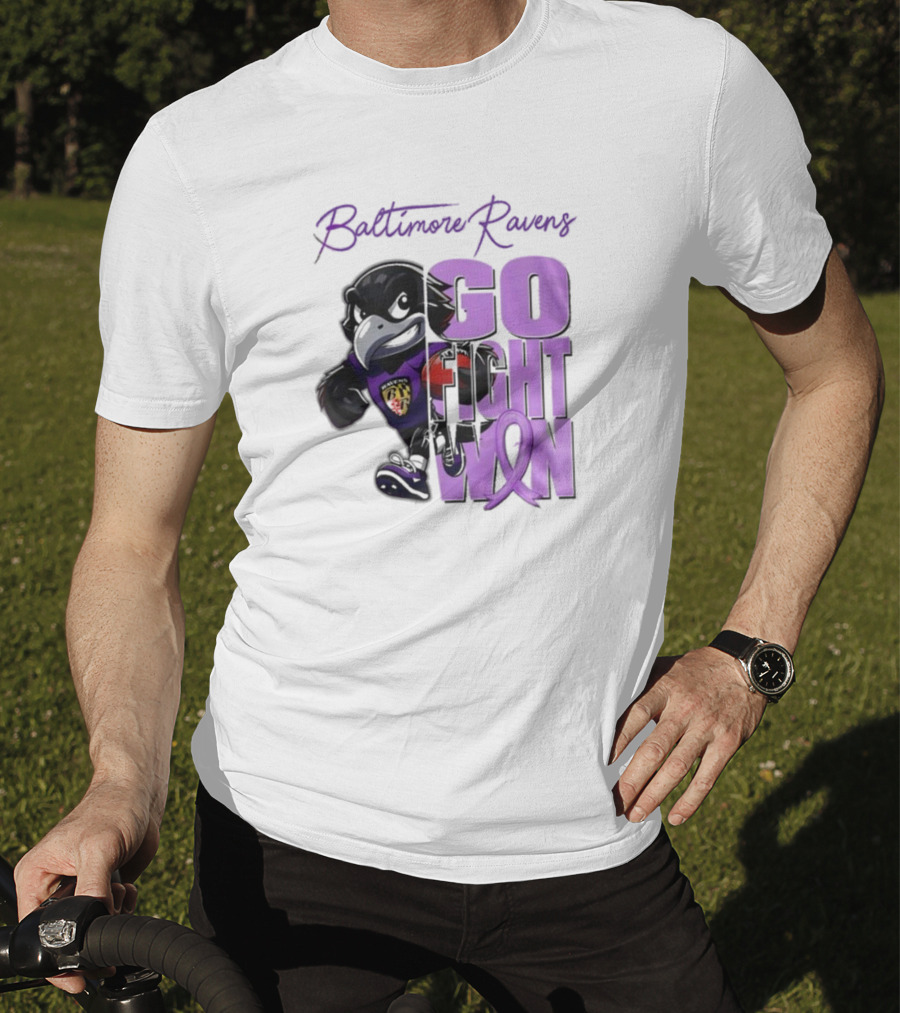 Baltimore Ravens Go Fight Win Pancreatic Cancer Awareness T-Shirt