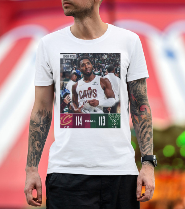Premium T-Shirt: Donovan Mitchell 30 PTS Game-Winner Cleveland Cavaliers 114-113 Milwaukee Bucks T-Shirt Donovan Mitchell 30 PTS Game-Winner Cleveland Cavaliers 114-113 Milwaukee Bucks T-Shirt