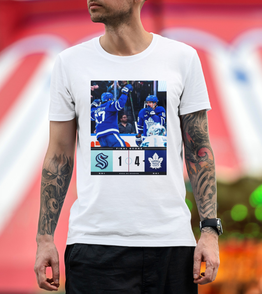 Final Score Seattle Kraken vs Toronto Maple Leafs 1 4 2024 25 Season T-Shirt