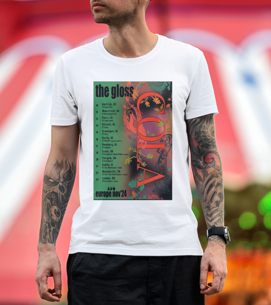 The Gloss Cola Europe November 2024 Tour Dates and Locations T-Shirt