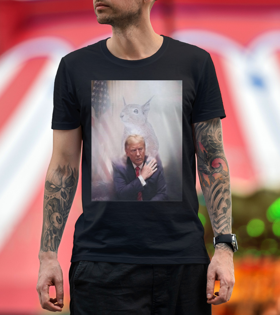 Peanut Walked So Donald Trump Could Run Squirrel and American Flag Reflection T-Shirt