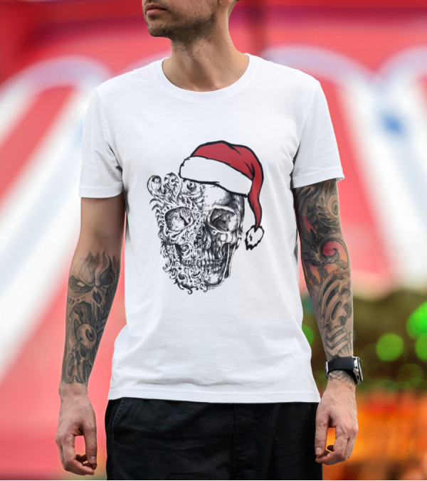 Premium T-Shirt: Skulls And Bodies Christmas With Santa Hat Humor T-Shirt Skulls And Bodies Christmas With Santa Hat Humor T-Shirt