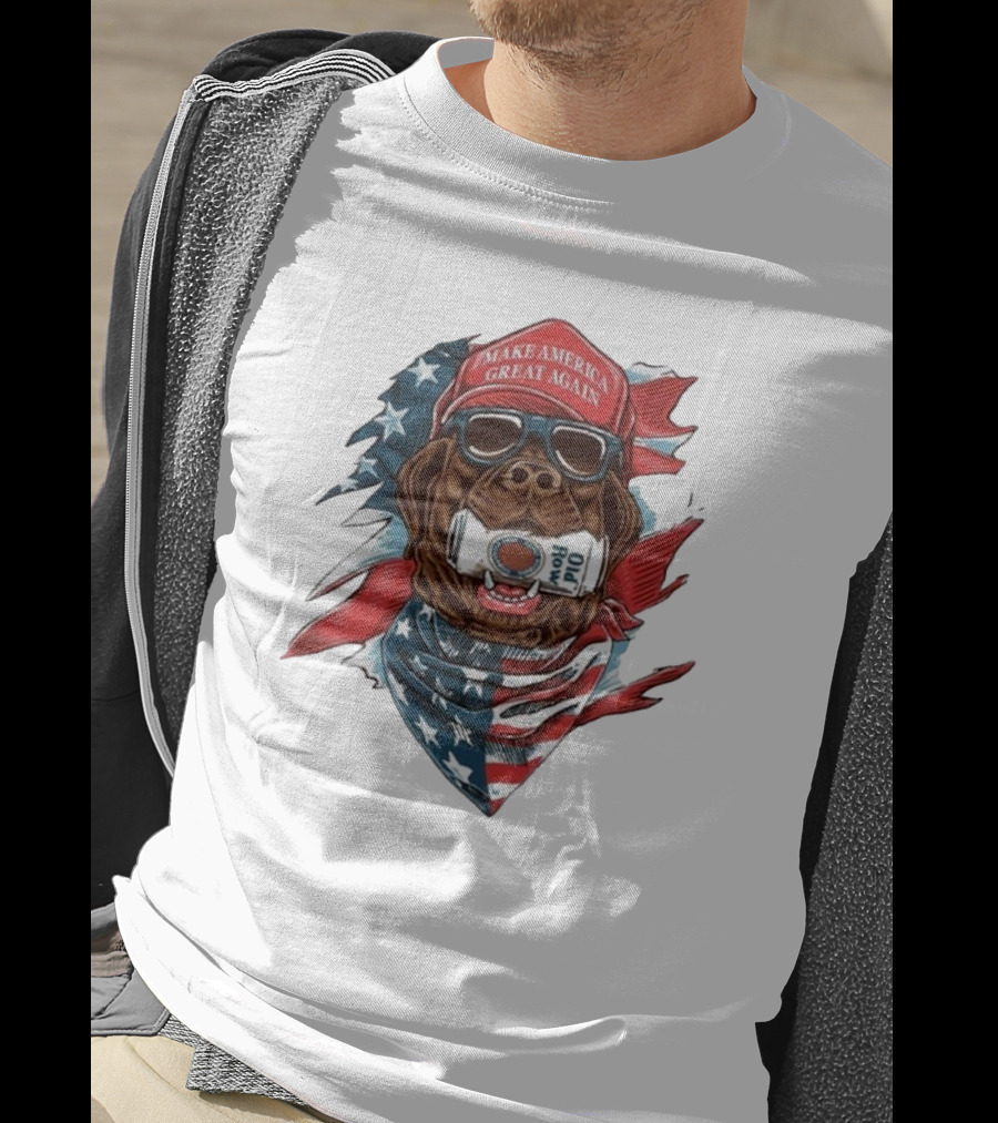 Make America Great Again Dog Old Row American Flag Bandana T-Shirt