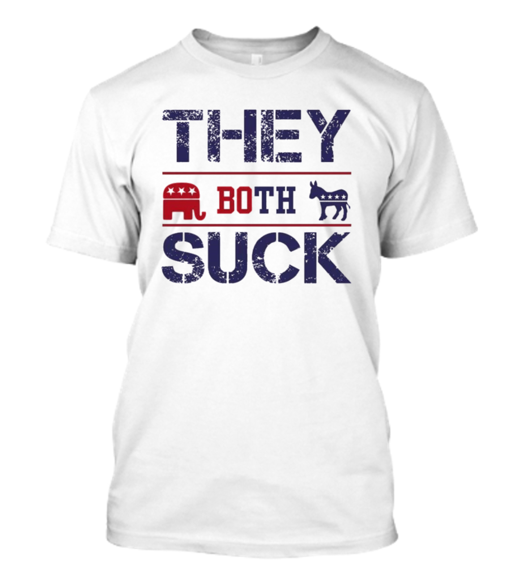 THEY BOTH SUCK Anti Republican Elephant Donkey Political T-Shirt