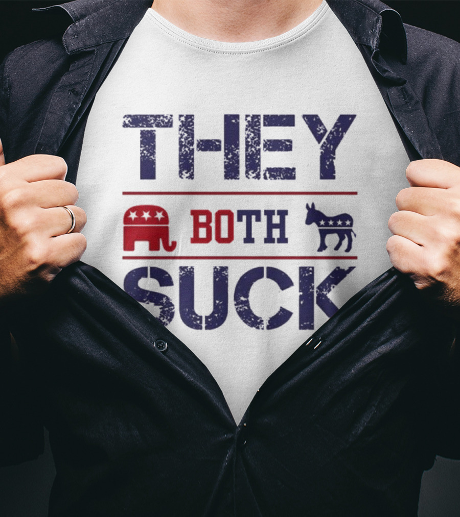THEY BOTH SUCK Anti Republican Elephant Donkey Political T-Shirt
