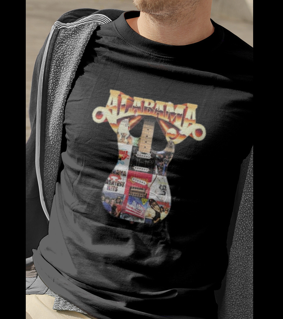 Alabama Black Guitar Band Collage Greatest Hits T-Shirt