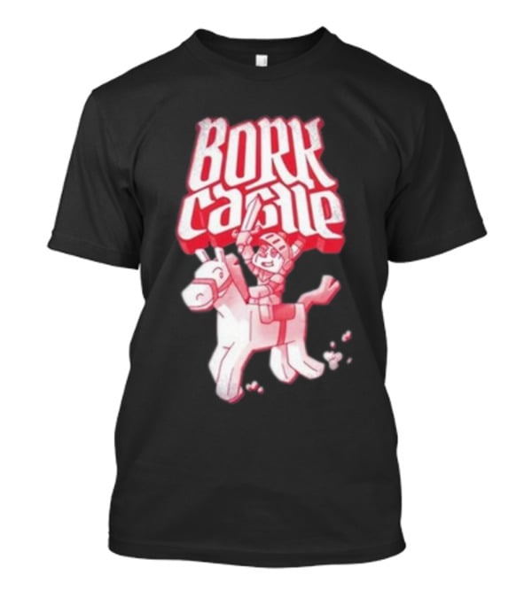 Bork Castle Cartoon Knight Riding Horse T-Shirt