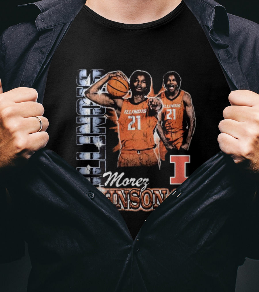 Illinois Fighting Illini Morez Johnson Jr Basketball Retro 90s T-Shirt