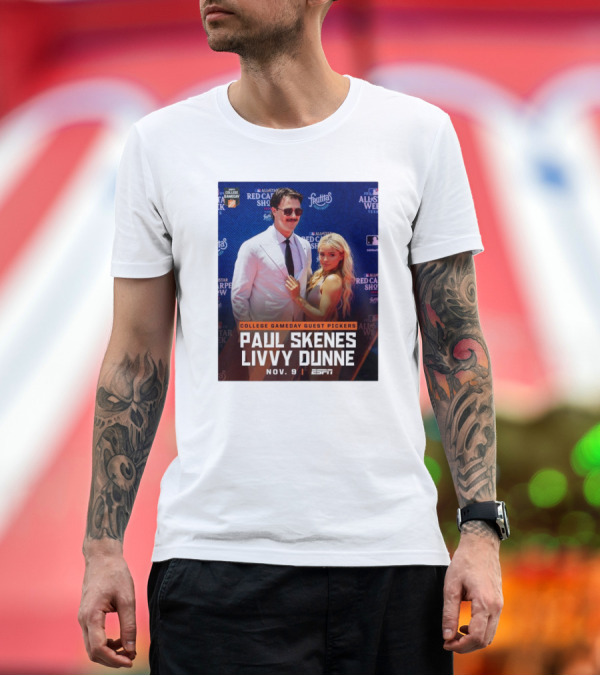Premium T-Shirt: College Gameday Guest Pickers Paul Skenes Livvy Dunne Nov 9 ESPN T-Shirt College Gameday Guest Pickers Paul Skenes Livvy Dunne Nov 9 ESPN T-Shirt