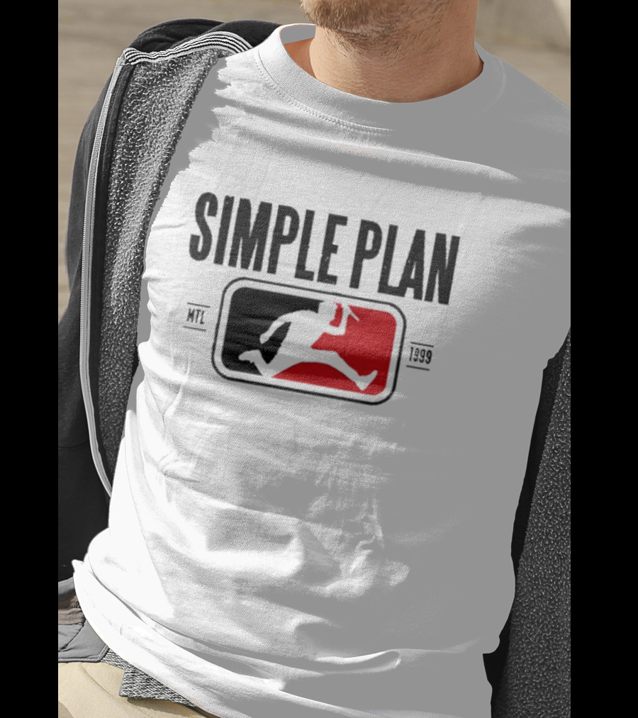 SIMPLE PLAN SP MTL 1999 Baseball Style Logo Jumping Figure T-Shirt