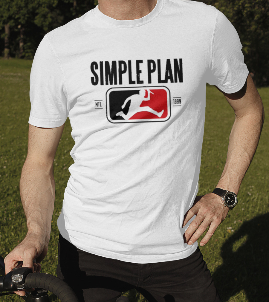 SIMPLE PLAN SP MTL 1999 Baseball Style Logo Jumping Figure T-Shirt