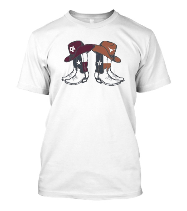 Texas A&M Aggies Vs. Texas Longhorns 2024 Lone Star Showdown Cowboy Boots NCAA T-Shirt