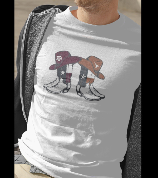 Texas A&M Aggies Vs. Texas Longhorns 2024 Lone Star Showdown Cowboy Boots NCAA T-Shirt