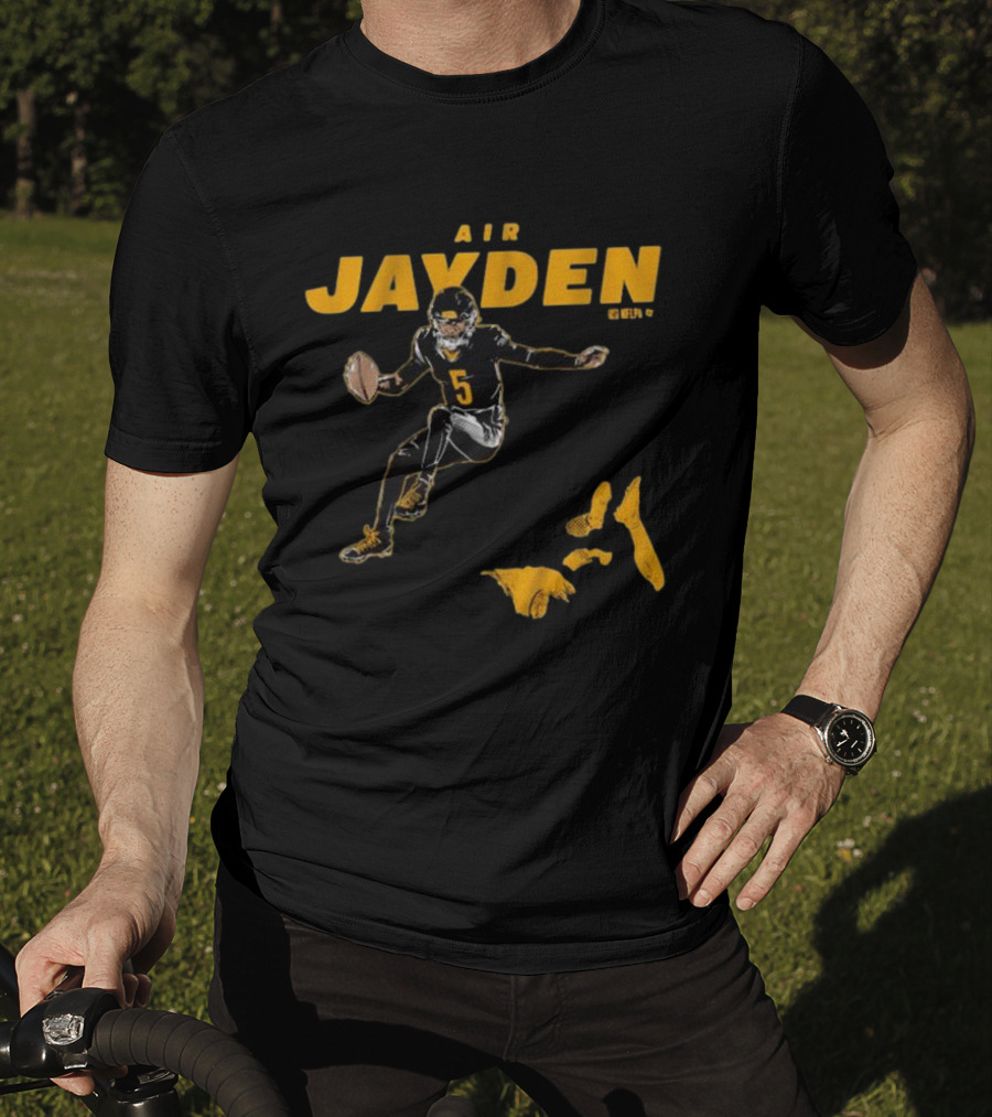 Air Jayden NFL Football Number 5 Jumping Action T-Shirt