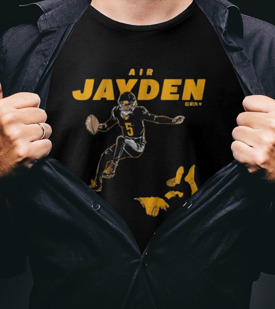 Air Jayden NFL Football Number 5 Jumping Action T-Shirt