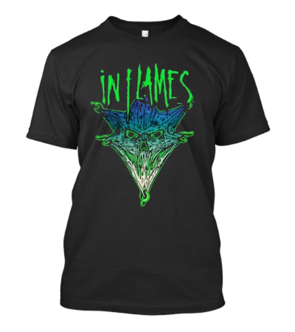 In Flames Pierced Jester Skull Face T-Shirt