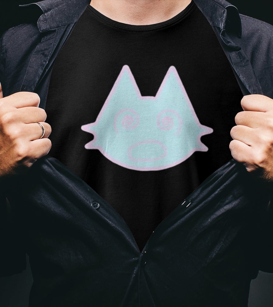 Sinjin Drowning Dizzy Cat Pastel Swirl Face T-Shirt