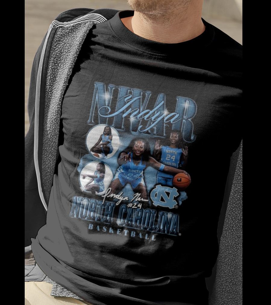 Indya Nivar #24 North Carolina Tar Heels Basketball T-Shirt