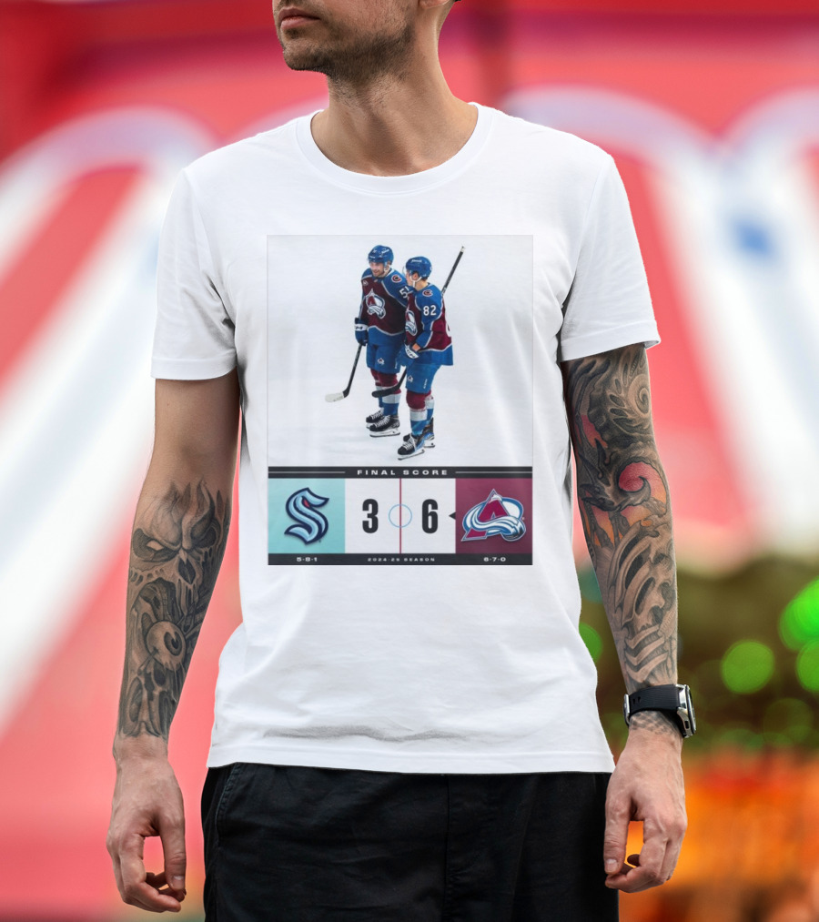 Seattle Kraken 3 Vs Colorado Avalanche 6 Final Score 2024-25 Season T-Shirt