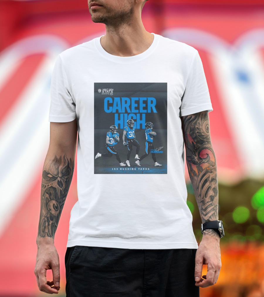 Next Gen Stats Carolina Panthers Chuba Hubbard Career High 153 Rushing Yards Signature T-Shirt