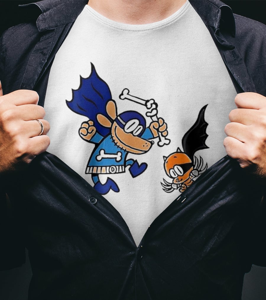 Dog And Cat Essentials Superhero Duo Dog Man And Cat Kid T-Shirt