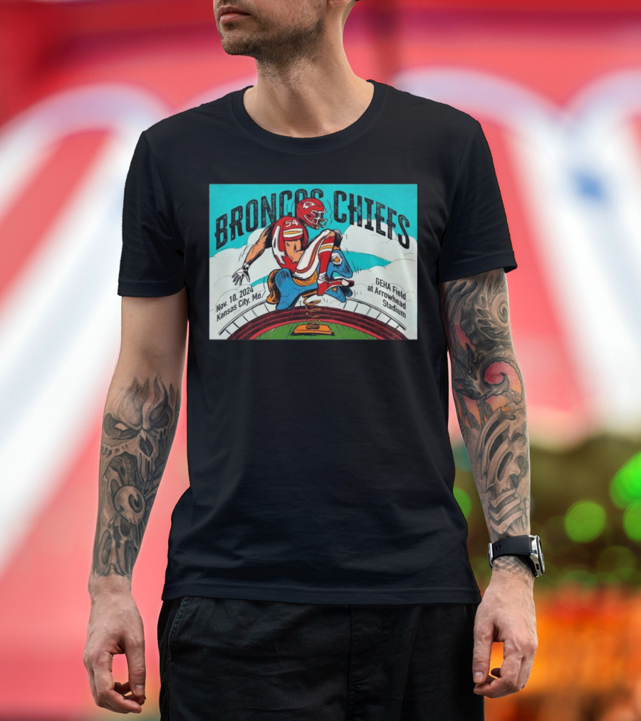Broncos vs Chiefs Nov 10 2024 Kansas City GEHA Field Arrowhead Stadium AFC West Matchup T-Shirt