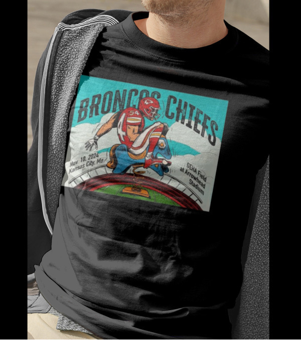 Broncos Vs Chiefs Nov 10 2024 Kansas City GEHA Field Arrowhead Stadium AFC West Matchup T-Shirt