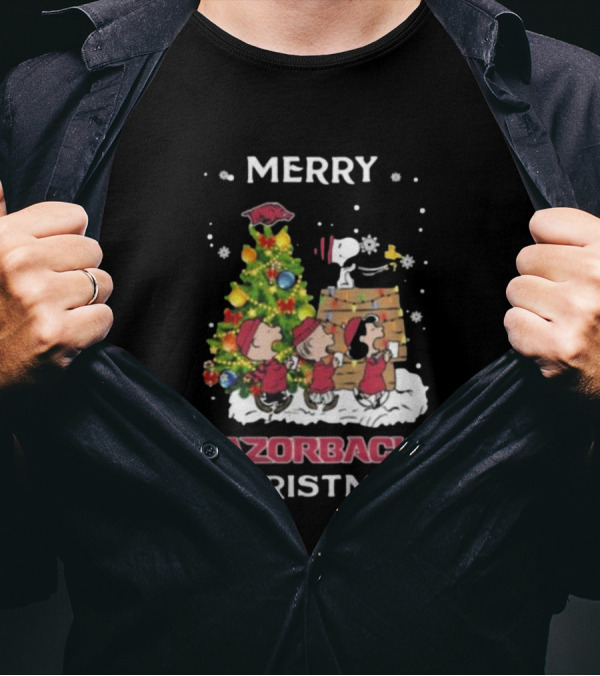 Merry Razorbacks Christmas Arkansas Snoopy And Friends T-Shirt